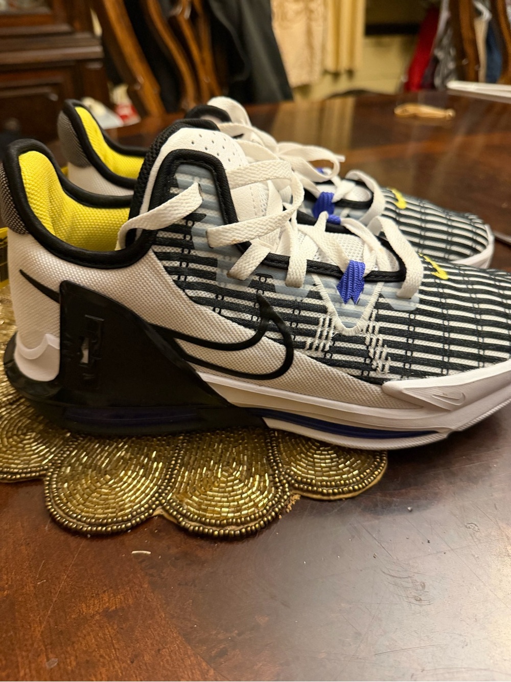 Nike Kids Black & White Sneakers with Yellow and Blue Accents